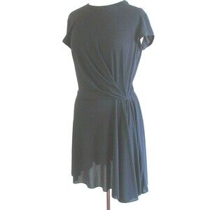 Women's Dresses Vintage Designer Byron Lars Navy Blue Short Sleeves Belt Dress